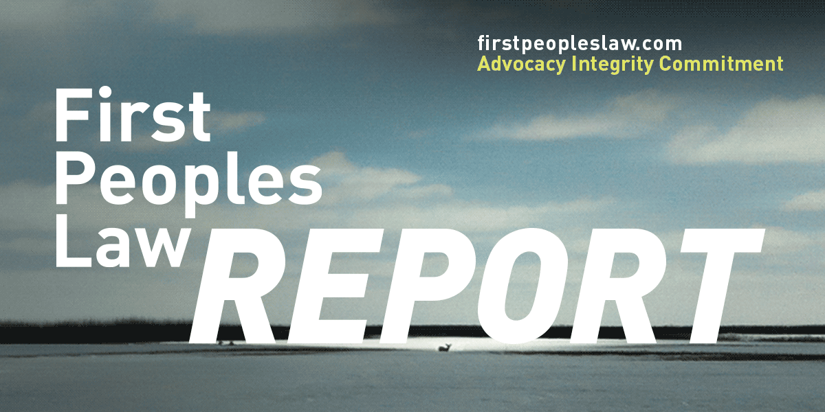 FirstPeoplesLaw's tweet image. #ICYMI This week’s edition includes Treaty rights, class actions, child welfare, consultation, Aboriginal title and more @ bit.ly/3Jv7454 #IndigenousRights #cdnpoli
