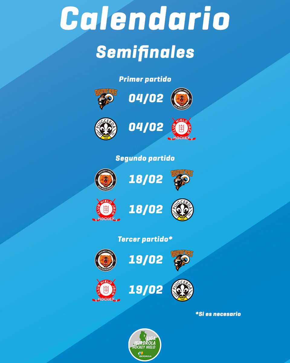 🙌 ¡Playoffs definidos!

🔜 Este fin de semana empieza la fase final de la Liga <a href="/iberdrola/">Iberdrola</a> 

🤔 ¿Quién creéis que ganará?

#ViveElHielo #LigaIberdrola #hockeyhieloESP #icehockey