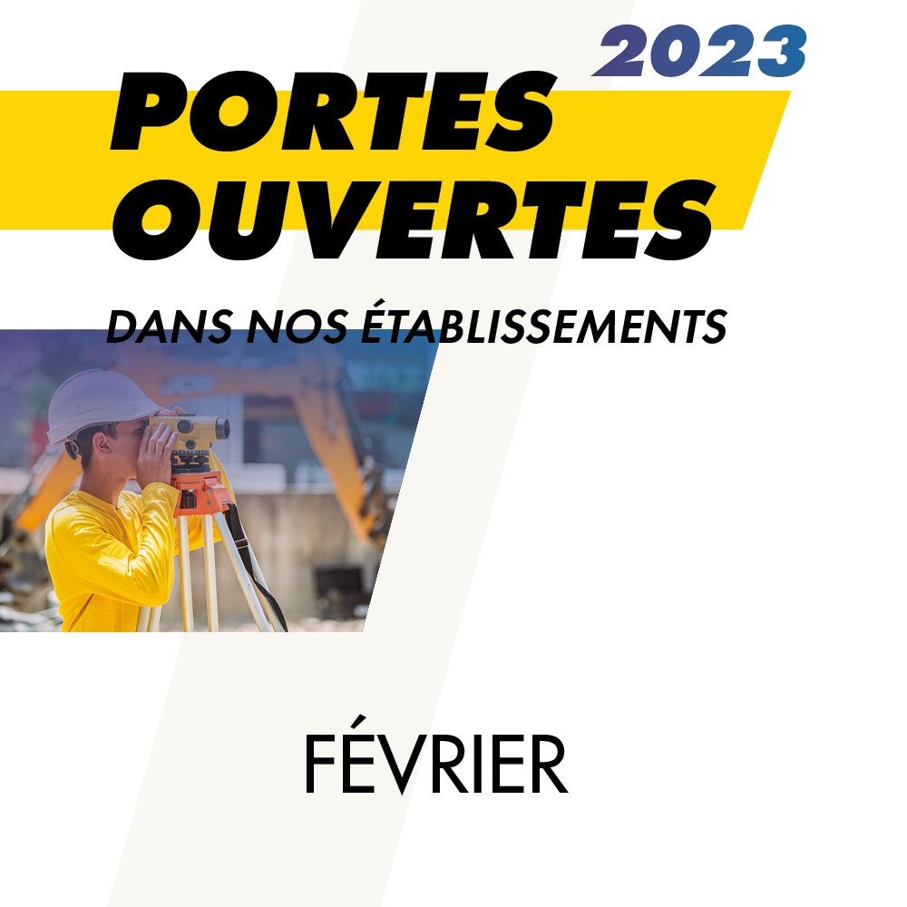 /JOURNÉES PORTES OUVERTES / 

Programme du mois de février : 
- BTP CFA Ain à Bourg-en-Bresse : Mercredi 8 février de 14h à 17h
- BTP CFA Isère à Bourgoin-Jallieu : Mercredi 8 février de 14h à 17h

Réservation ici : bit.ly/3E5Qki9?utm_so…
Toutes les JPO : btpcfa-aura.fr/evenements/?ty…