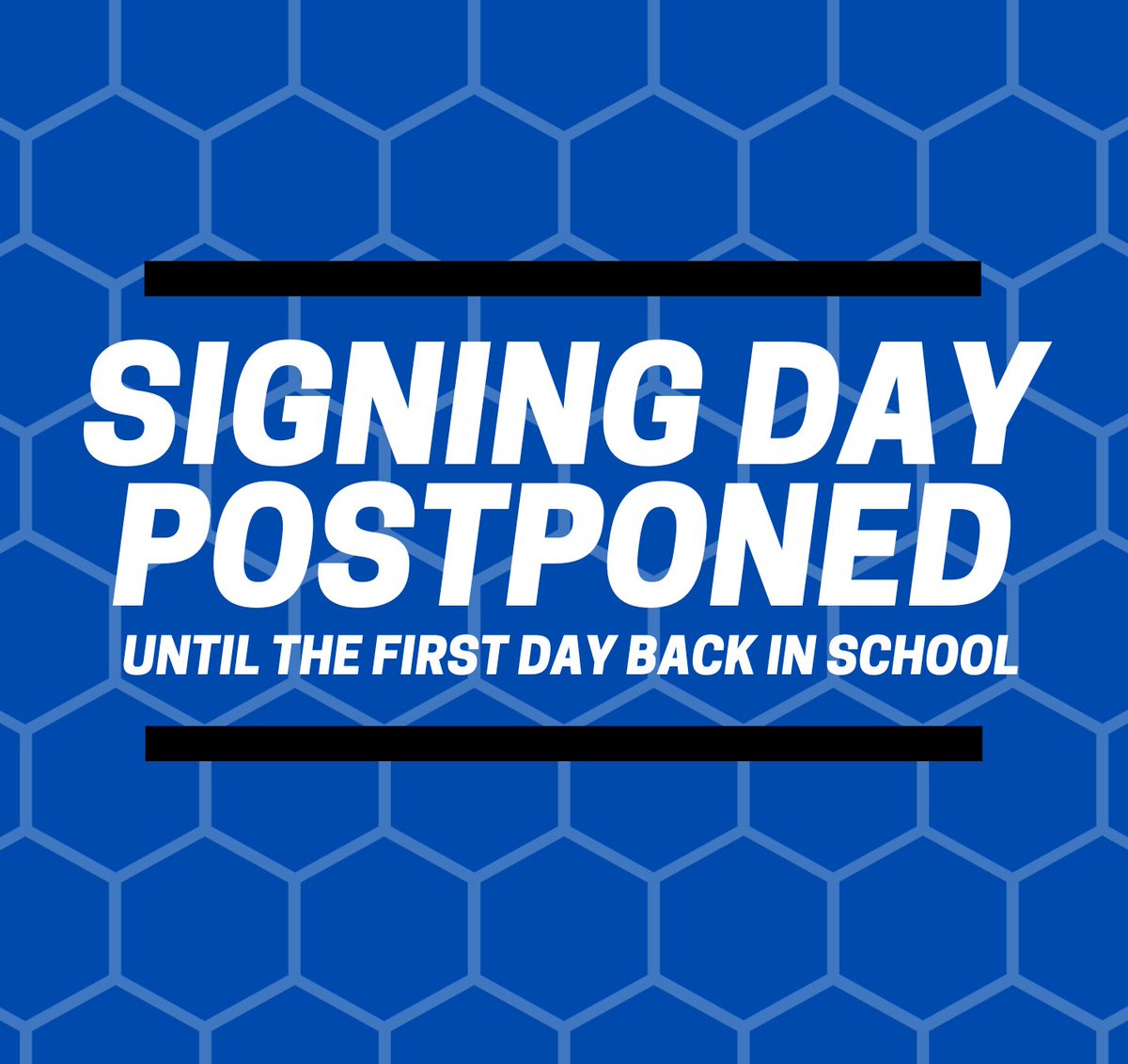 🚨ATTENTION🚨

The Signing Day ceremony will be postponed until the first day we are back in school