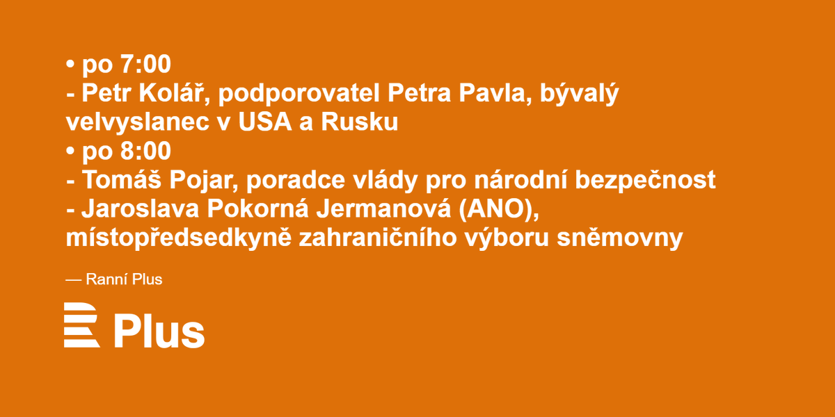Co vám nabídne nový #RanníPlus ve čtvrtek? Hlavním tématem bude zahraniční politika Petra Pavla. Jaká by měla být, co od ní očekávat a jak se bude lišit od politiky Miloše Zemana? Nalaďte si nás od 6:00. Těší se na vás moderátorské duo <a href="/martinamaskova/">Martina Mašková</a> a Tomáš Pavlíček.