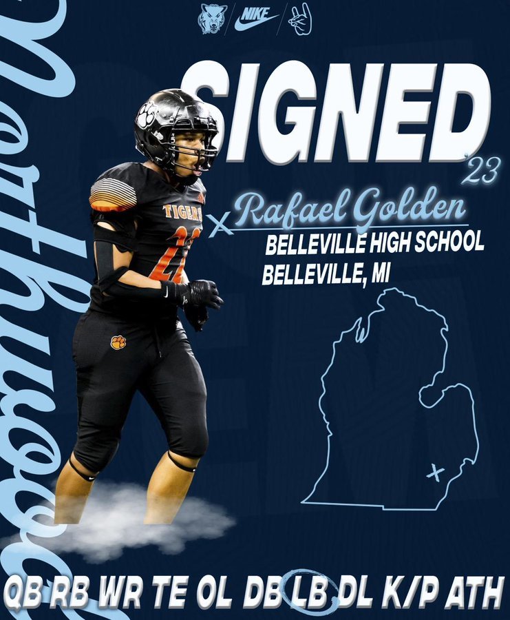 Belleville 2023 DE/OLB/MLB/TE Rafael Golden has signed his Letter of Intent with Northwood football.thedzone.com/players/rafael… @RalphyGolden24 @BellevilleFB