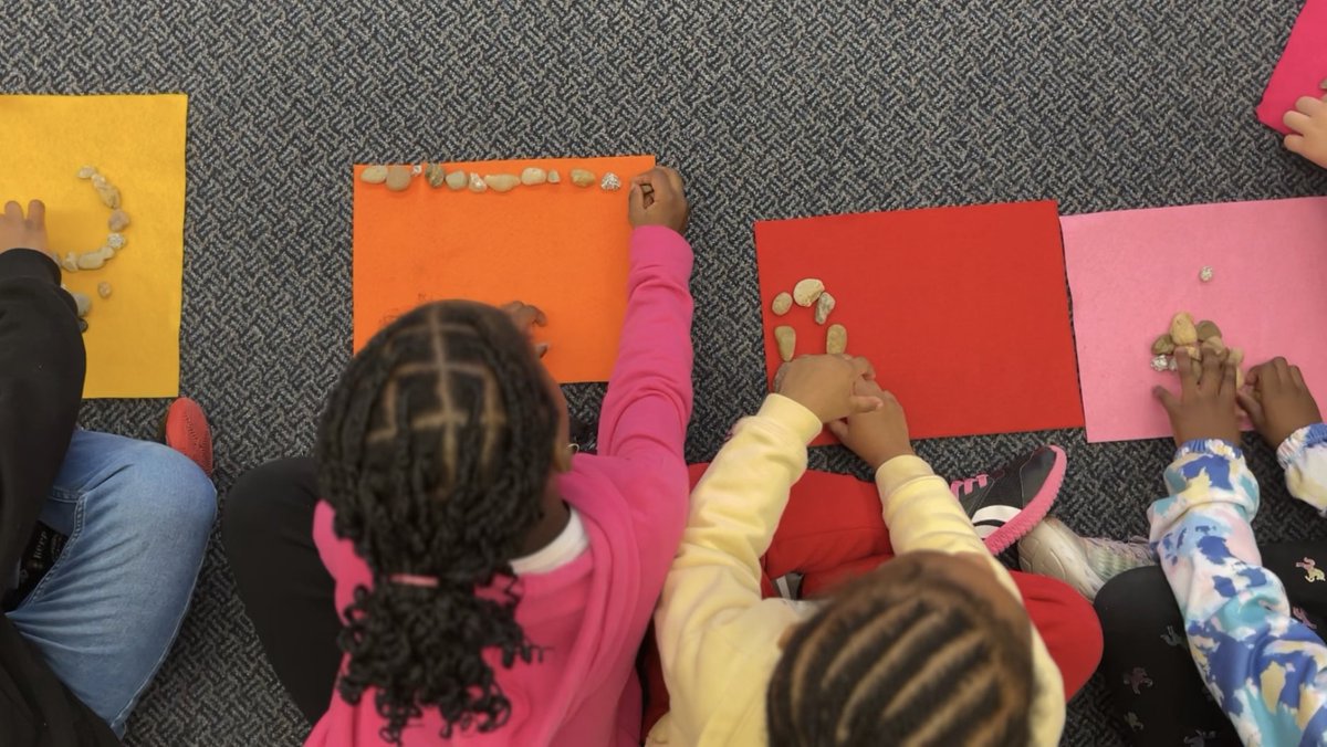 The students are invited to the carpet for a quick check-in before lunch. They used loose parts to represent how they are feeling today. Once everyone was ready, they walked around and checked out each other’s creations. #KinderTDSB