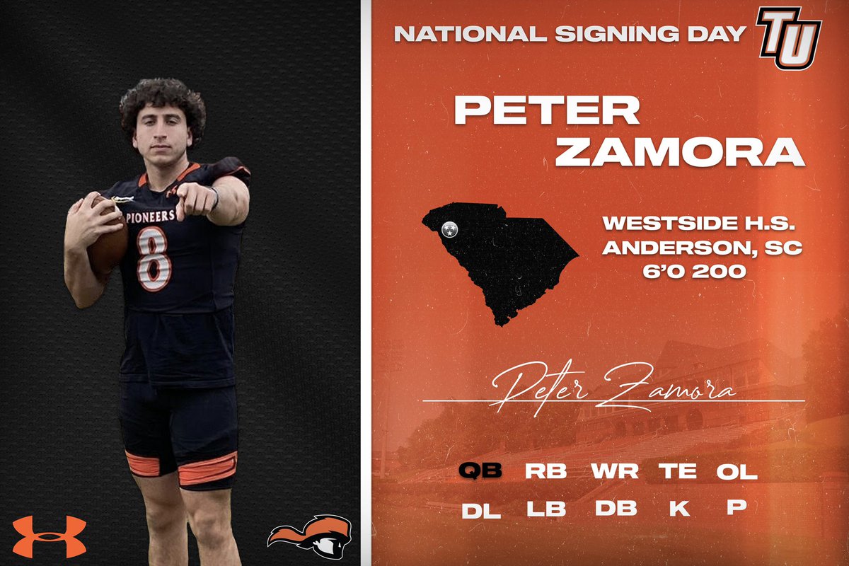 Next Up‼️ Welcome to the Pioneer Family, Peter Zamora!! @qbpete Westside HS Anderson, SC QB 6’0 200 #NSD23 #PioneerUp