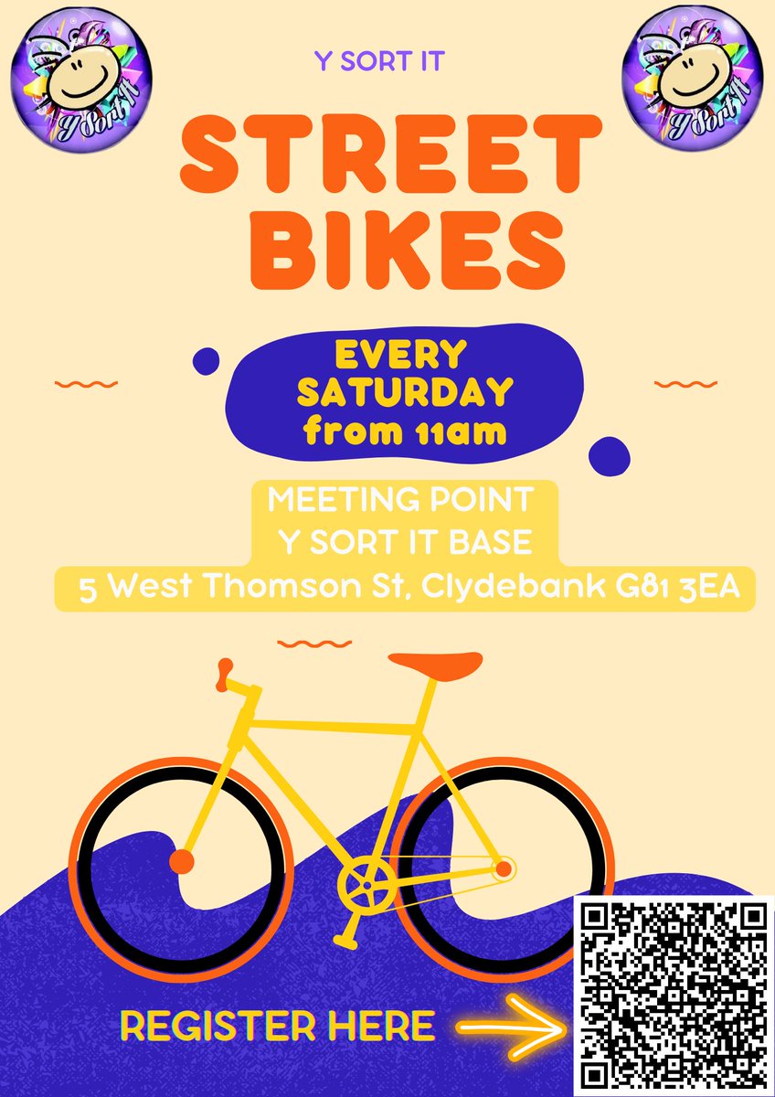 🚵‍♂️StreetBikes this Saturday🚵‍♀️

Depending on biker abilities, we'll either be going to:

-Balloch/Loch Lomond, or
- Drumpellier Country Park, Coatbridge (via train)

Food and drink provided!

Hope to see you there :)

Ages 8 to 18