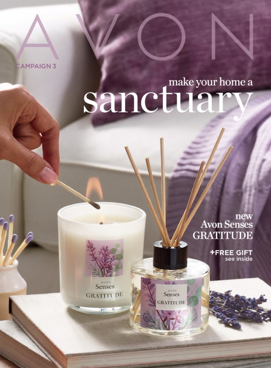 Create your Own Tranquil Space
With Senses Gratitude
AVON Campaign 3 Digital Catalog
avon.com/brochure?rep=b…

#tranquility #aromatherapy #lavender #candles #diffusers #showersteamers
#bathsalts #gratitude #selfcare