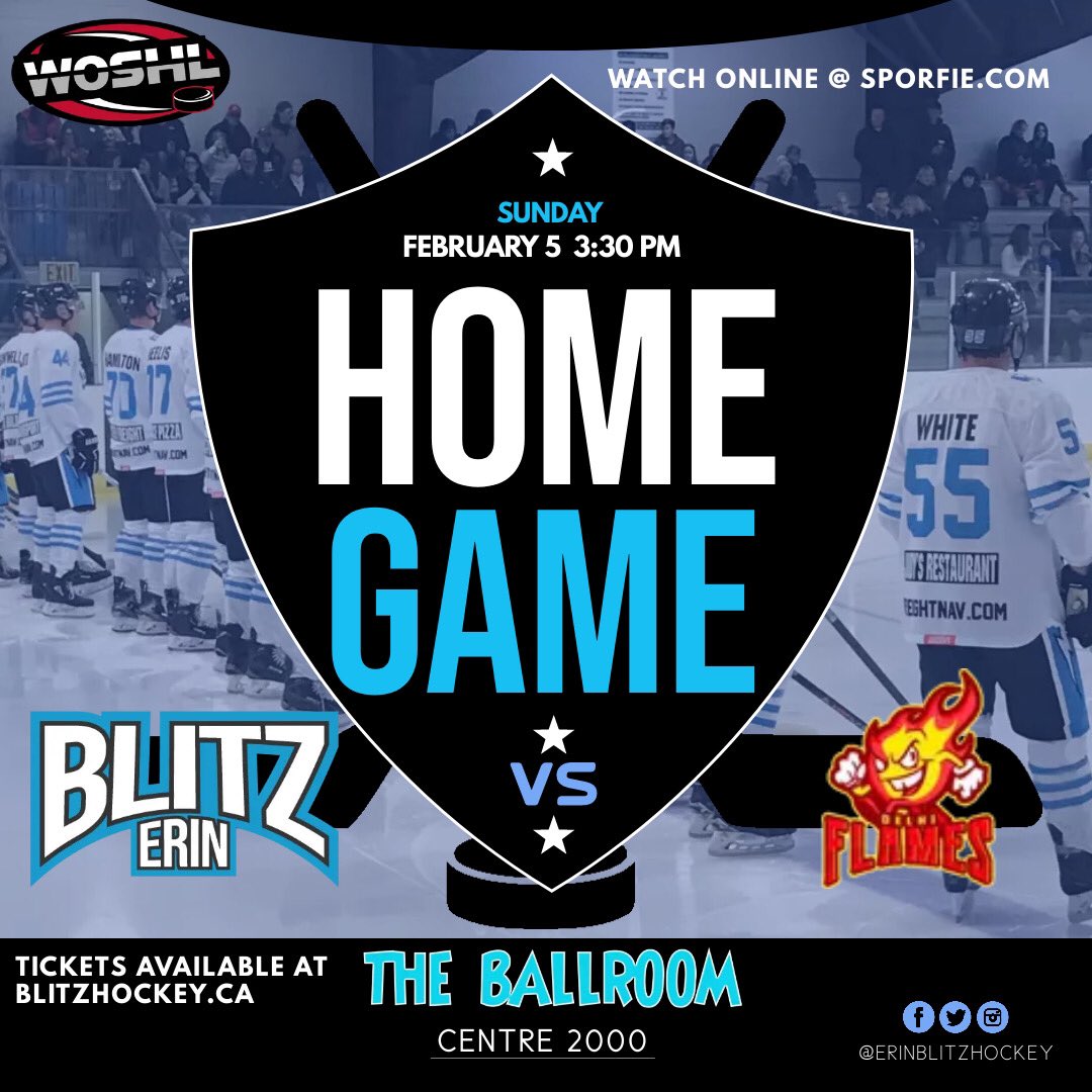 #HUGE weekend for the #Blitz 🏒Saturday vs @RocksElora 7:30PM…#FREE 🏒Sunday vs @delhi_flames 3:30PM . See everyone at #TheBallroom Centre 2000 for an exciting weekend of puck! . #BlitzHockey #woshl #SuperLeague #TownOfErin #519Sports