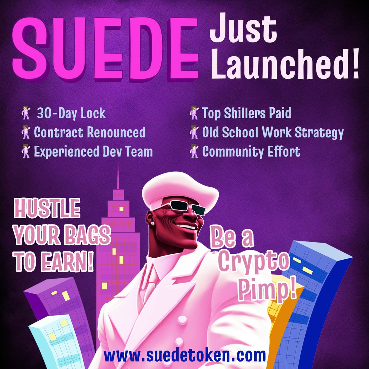 Suede_Token's tweet photo. @chirocrypto That's our entire concept, we work for our bags, and top shillers get paid out of the taxes! Check us out at: https://t.co/FcDVMUJoJu https://t.co/eK3Ljwx4at