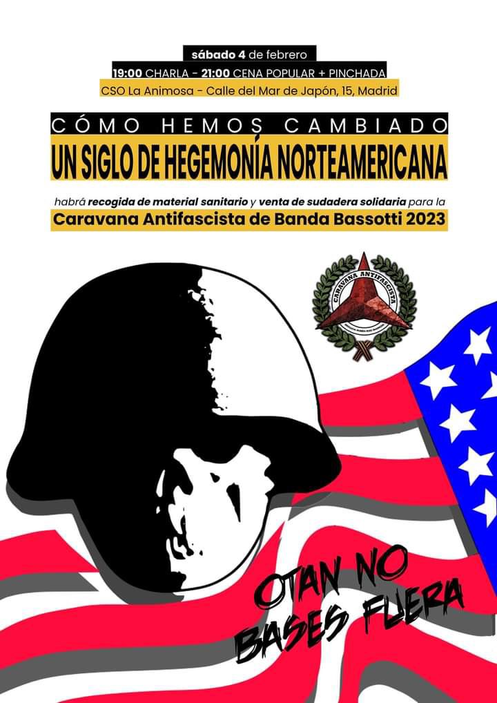 📢 CHARLA CARAVANA ANTIFASCISTA 📢
El próximo sábado 4/02, los compañerxs de <a href="/BRRI2015/">Brigada Rubén Ruiz Ibárruri</a> organizan una charla y una cena popular cuyos beneficios irán destinados a la Caravana Antifascista de <a href="/BANDA_BASSOTTI/">BANDA BASSOTTI</a> 
¡No faltes!