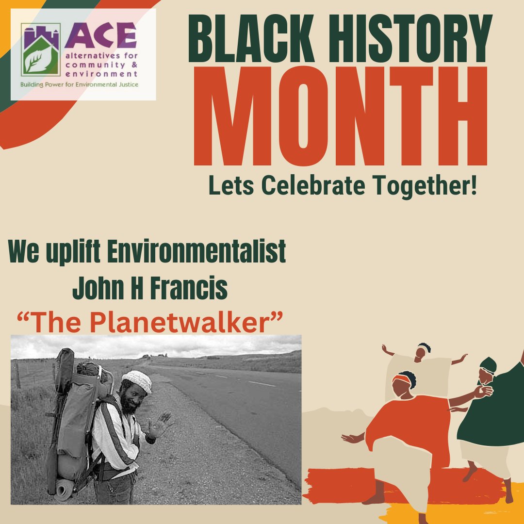 As we begin #BlackHistoryMonth ACE would like to uplift #Environmentalist John Francis. John Francis was a stellar example of how to reduce the carbon footprint and "less talk more action" which ACE fully aligns with. More info on our next post... ✊#EnvironmentalJustice