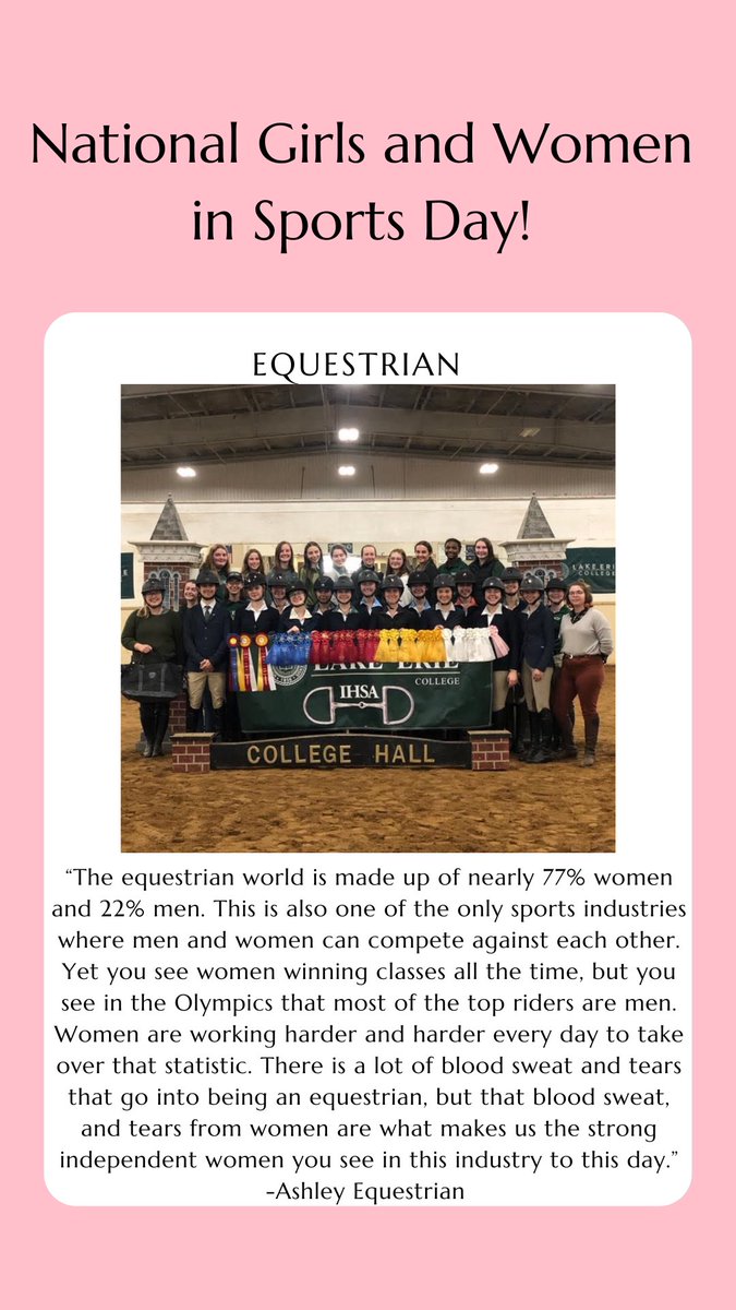 LEC_Experience's tweet photo. Today is National Girls and Women in Sports Day! Check out some of our athletes share their story!
#lecexperience #lakeeriecollege #NationalGirlsAndWomenInSportsDay https://t.co/A9RoL6iSRG