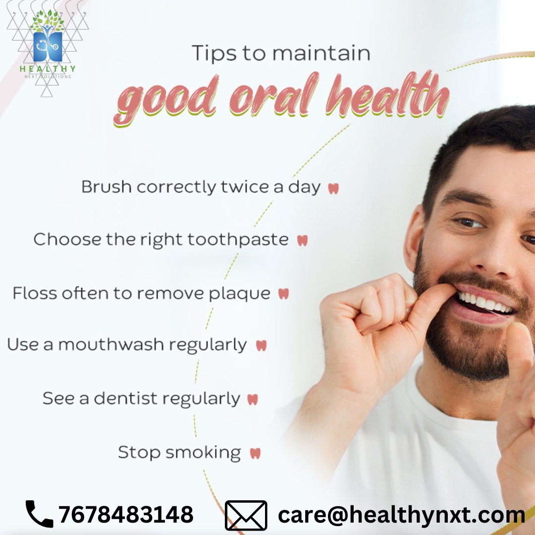 Good oral hygiene is necessary to keep your teeth and gums healthy. 

#health #corona #healthynxt #oralhealth #dentalcare #BF7Variant #covid #mask #handwash #familytime #bloodpressure #alcohol #heart #hearthealth