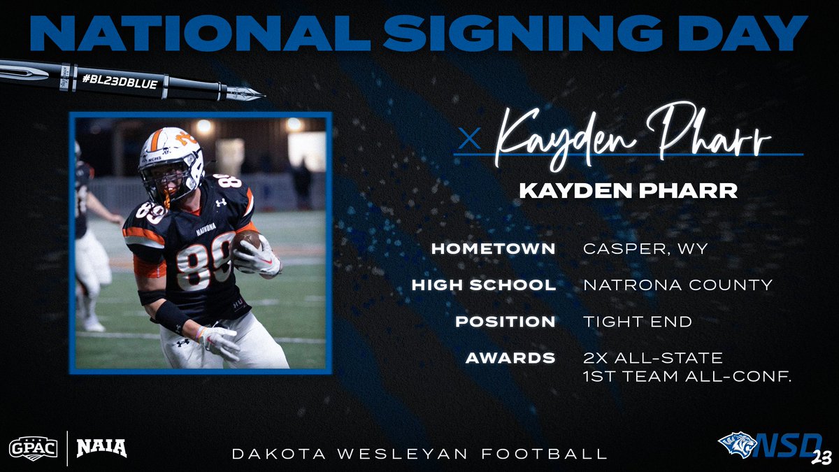 We are excited to announce Kayden Pharr to the Dakota Wesleyan Tiger Family! The newest addition to The Ambush!
#BL23DBLUE #LeaveALegacy