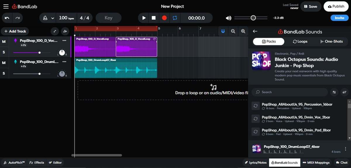 Awesome to see the 'Pop Shop' sample pack I created for <a href="/BandLab/">BandLab</a>  is now live on their website. Really cool to have an official sample pack integrated into their online DAW! Check it out at bandlab.com