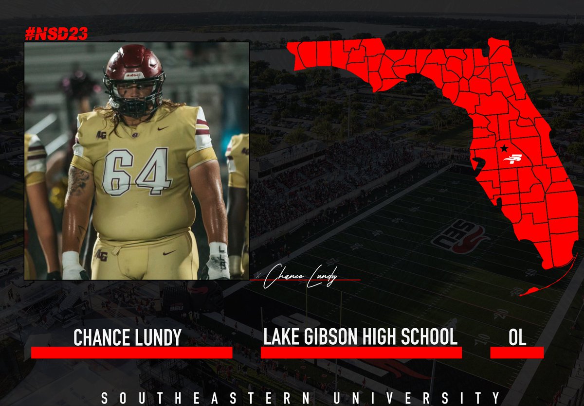 Southeastern Football (@seufirefootball) on Twitter photo ADDING A BRAVE TO THE TRENCHES 🪓 #KeepingPolkInPolk
<a href="/lundy_chance/">Chance Lundy</a>
Lake Gibson High School
OL
#SIGNED #NSD23 #FireNation 🔥 ADDING A BRAVE TO THE TRENCHES 🪓 #KeepingPolkInPolk
<a href="/lundy_chance/">Chance Lundy</a>
Lake Gibson High School
OL
#SIGNED #NSD23 #FireNation 🔥
