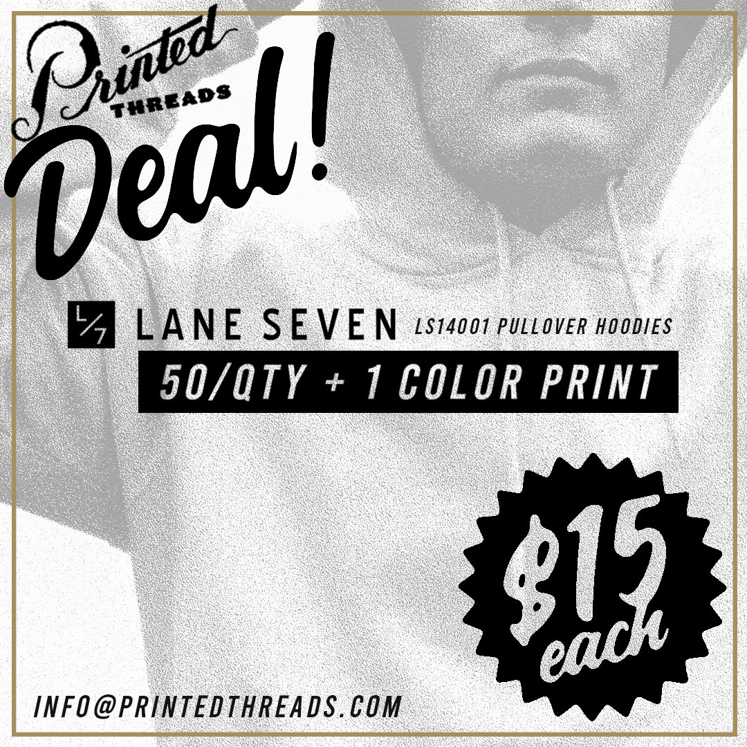 Printed Threads (@printedthreads) on Twitter photo 🚨TODAY ONLY🚨 50/Qty Lane 7 Premium Pullover Hoodies with a 1 color print for $15 each. Get this deal before the ice melts!! 🥶
Our printing operations are closed today, but our reps are standing by to help you. Email us at info@printedthreads.com! 🚨TODAY ONLY🚨 50/Qty Lane 7 Premium Pullover Hoodies with a 1 color print for $15 each. Get this deal before the ice melts!! 🥶
Our printing operations are closed today, but our reps are standing by to help you. Email us at info@printedthreads.com!