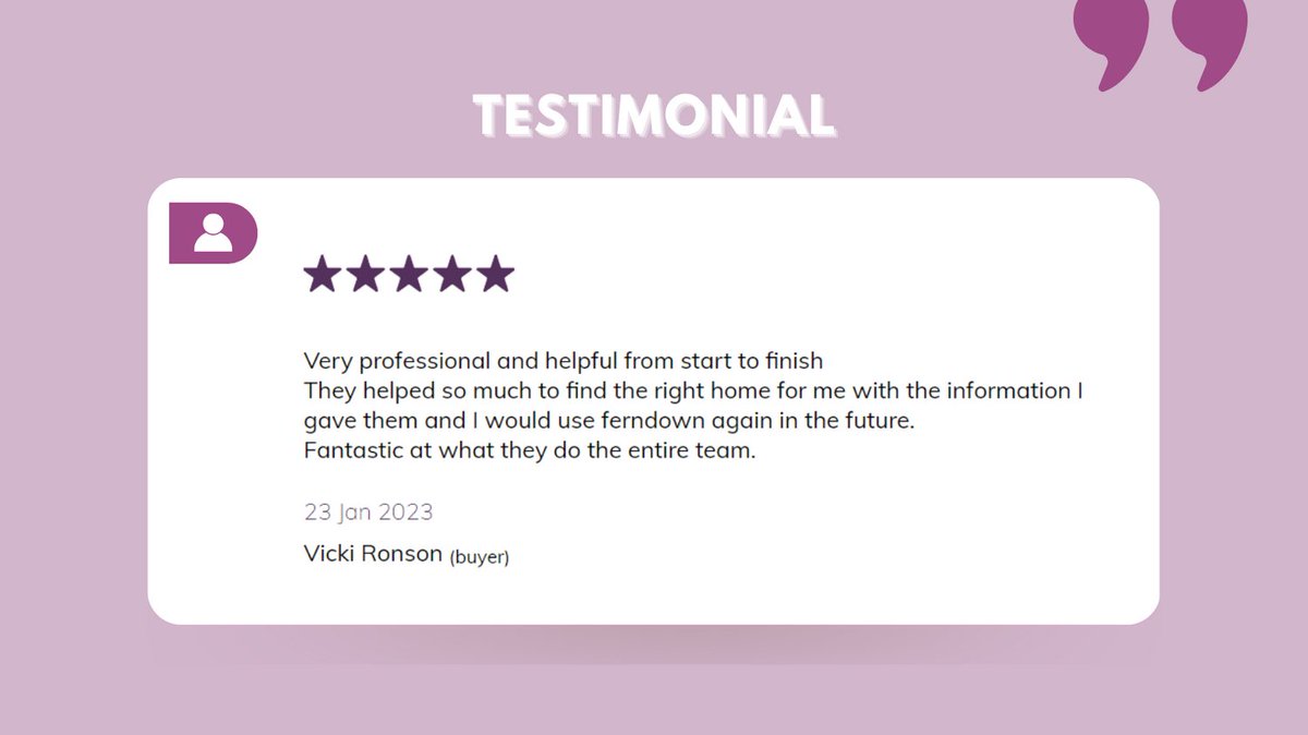 Thank you for your great review Vicki! If you would like to speak to our Sales Team about marketing your property contact us today on 0121 770 5666, mail@ferndownestates.com or for a free valuation, visit buff.ly/3ztBYpk
#ferndownestates #ProudGuildMember