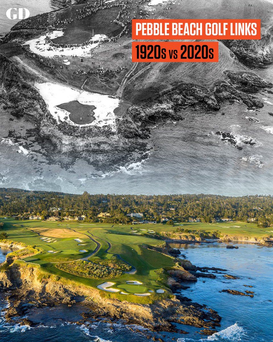 GolfDigest's tweet photo. Pebble Beach, then and now. 😍

(📷: Pebble Beach Resorts) https://t.co/JyFvTmZjrm