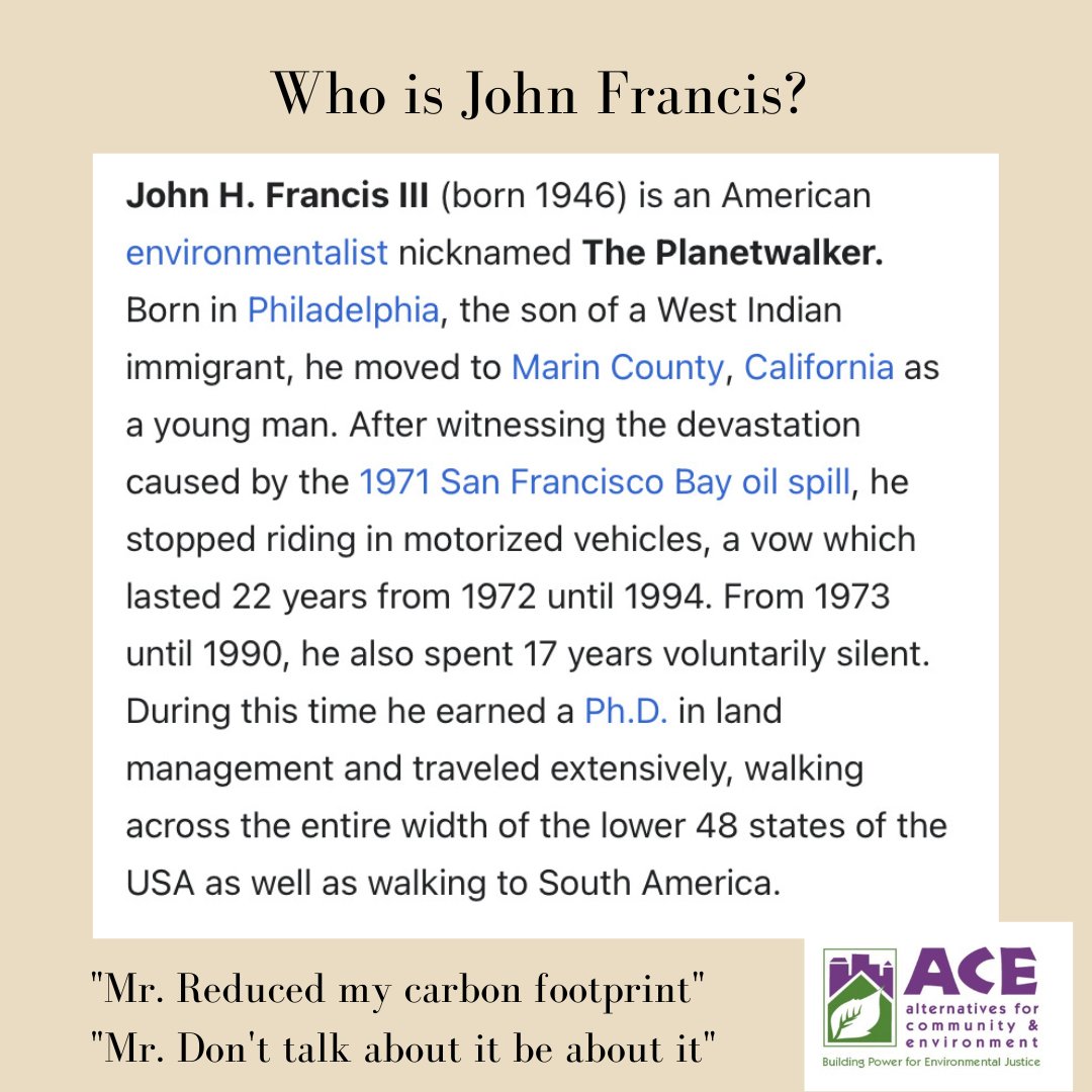 Today, to begin #BlackHistoryMonth we uplift Environmentalist John H Francis. #EnvironmentalJustice #Environmentalleaders