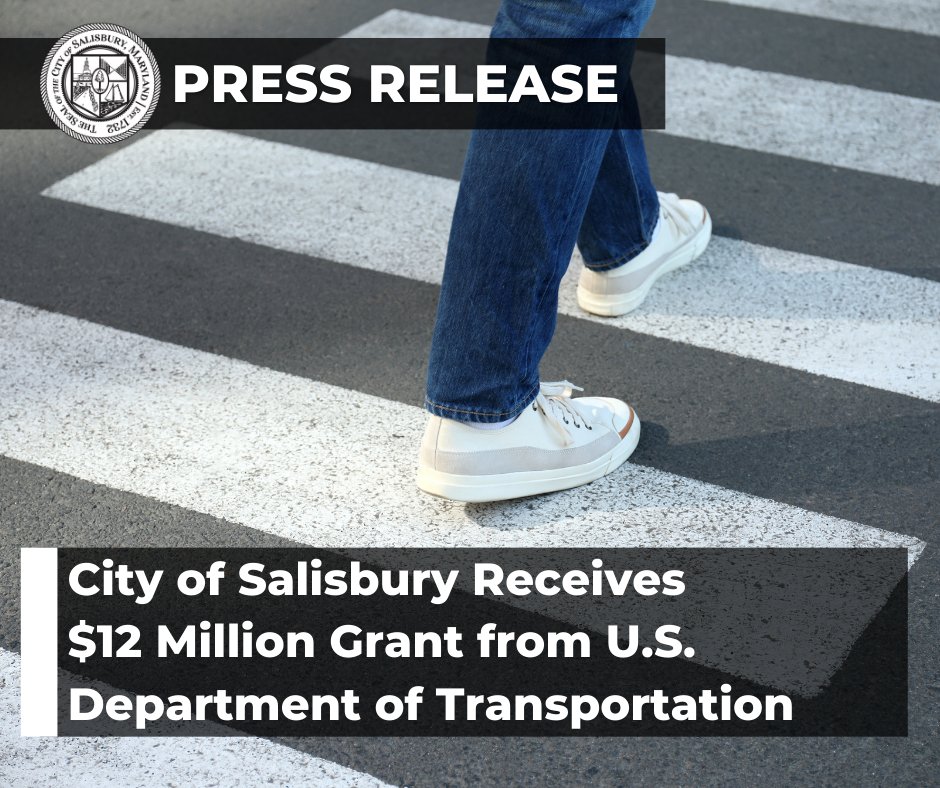The City of Salisbury has received nearly $12 million in Action Plan Grant funding through the @USDOT Safe Streets and Roads for All (SS4A) discretionary program, funding Salisbury’s Vision Zero Action Plan through completion. Read press release here: salisbury.md/?p=59384