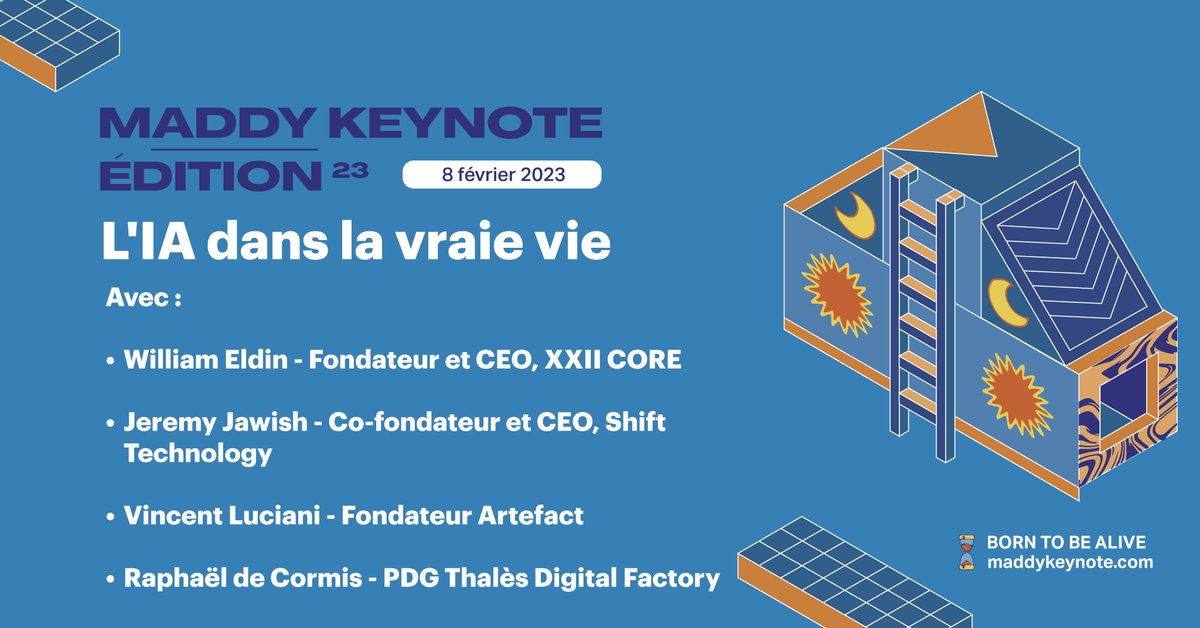 L'intelligence artificielle dans la vraie vie, cela donne quoi ?  @WilliamEldin, Fondateur et CEO <a href="/XXII_GROUP/">XXII</a>, <a href="/jawishj/">Jeremy Jawish</a> , Co-fondateur et CEO <a href="/shiftechnology/">Shift Technology</a>, Vincent Luciani, Fondateur @ArtefactDigital et Raphaël <a href="/rdecormisgto/">Raphaël de Cormis</a>, VP Digital <a href="/thalesgroup/">Thales Group</a>  nous éclaireront sur l'#IA