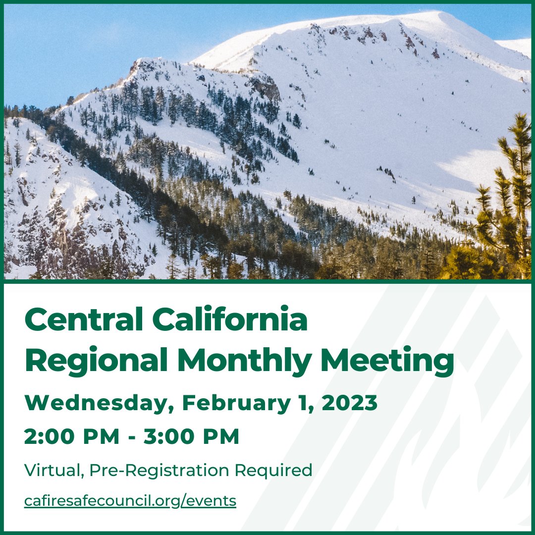 cafiresafe's tweet image. Tune in today at 2 PM for CFSC's Central California Regional Monthly Meeting. Click the link below to register 👇

cafiresafecouncil.org/event/cfsc-cen…

See you soon! #CFSC #FireSafeCommunities