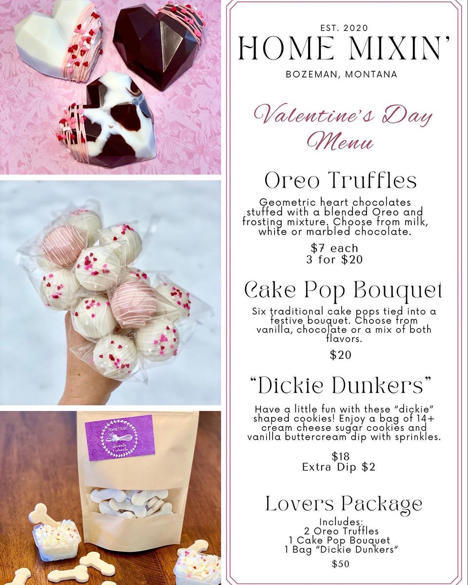 HomeMixin's tweet photo. Valentine’s Day menu is live! Message to order 🥰 https://t.co/Fzkq1bqnwB
