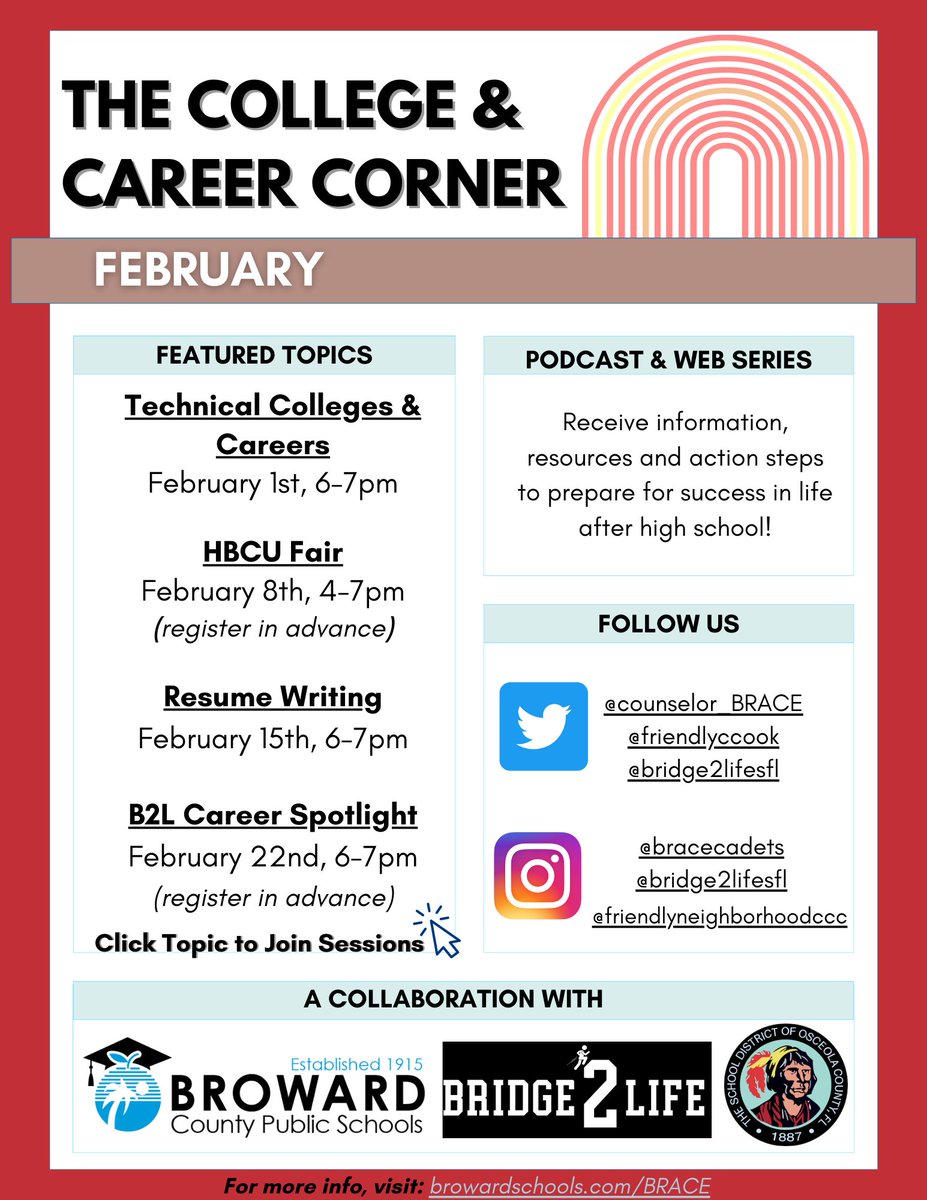 Counselor_BRACE's tweet photo. Today's College and Career Corner we are joined by our own Technical Colleges, looking for an alternative to a 4 year degree? Join us tonight at 6pm. @browardschools https://t.co/06fx6PWGRx