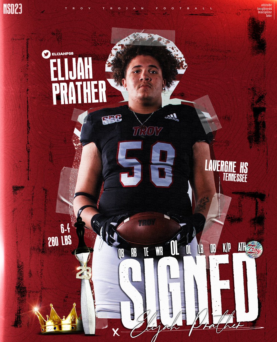 Loading up on big men in the trenches ... help us welcome Elijah Prather to the Family! #RiseToBuild | #OneTROY | #TroyNSD23 ⚔️🏈