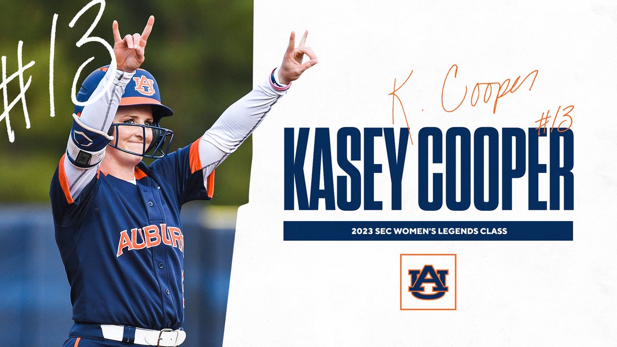 Auburn Softball (@auburnsoftball) on Twitter photo 𝘾𝙊𝙊𝙊𝙊𝙊𝙊𝙊𝙋‼️
A record breaker. A game changer. An All-American. A superstar. 🤩
The 🐐.
She's got many titles. Now you can add <a href="/SEC/">Southeastern Conference</a> Women's Legends Class of 2023 to the list.
Congrats, Kasey! 🥳
📰: auburntige.rs/3kYwz4z
#WarEagle | <a href="/Kasey_Cooper13/">Kasey Cooper</a> 𝘾𝙊𝙊𝙊𝙊𝙊𝙊𝙊𝙋‼️
A record breaker. A game changer. An All-American. A superstar. 🤩
The 🐐.
She's got many titles. Now you can add <a href="/SEC/">Southeastern Conference</a> Women's Legends Class of 2023 to the list.
Congrats, Kasey! 🥳
📰: auburntige.rs/3kYwz4z
#WarEagle | <a href="/Kasey_Cooper13/">Kasey Cooper</a>