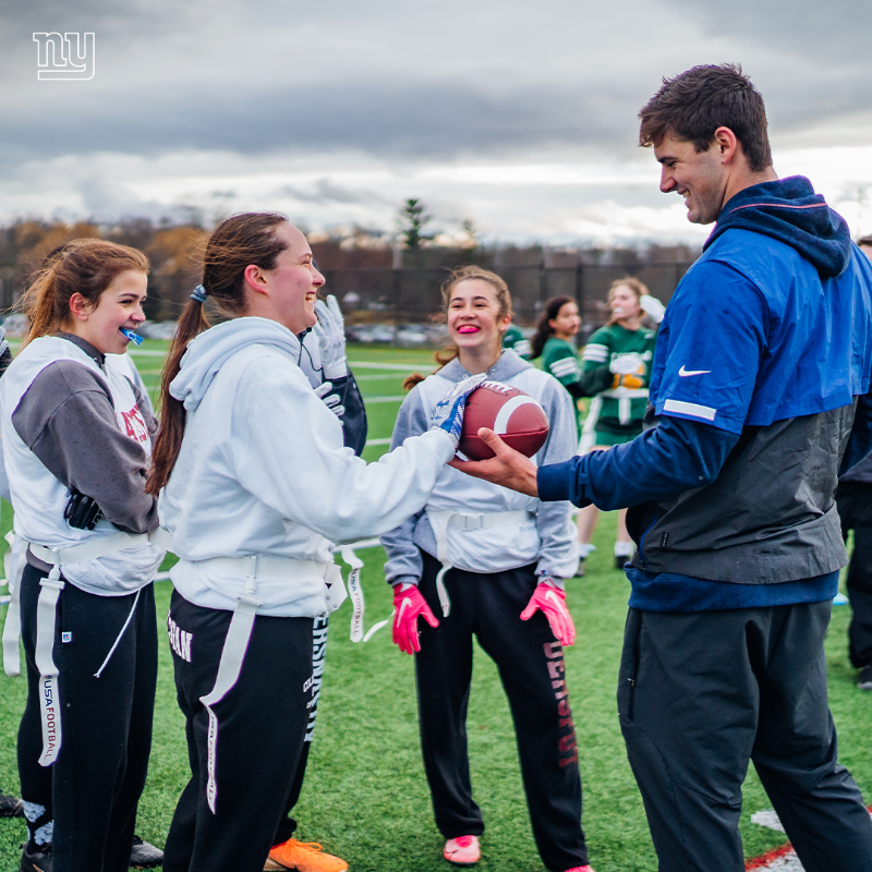 Giants's tweet photo. High school girls flag football has been approved as a NY state championship sport‼️ 

#NGWSD 👏