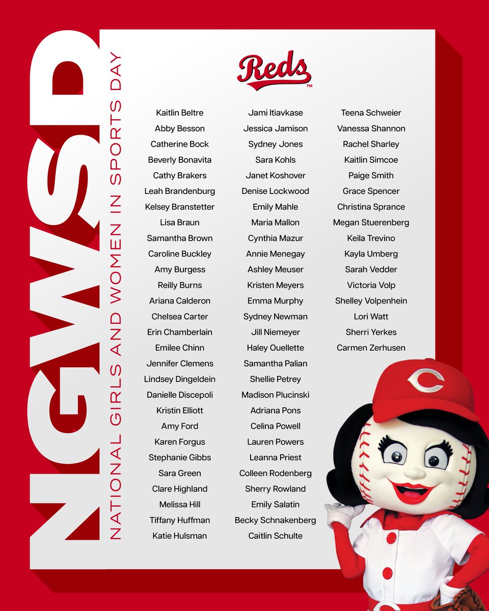Reds's tweet photo. We are thrilled to have so many talented women impacting our organization every day. Thank you for your hard work!

#NGWSD ⚾ #LeadHerForward https://t.co/3HMYxhzK6Y