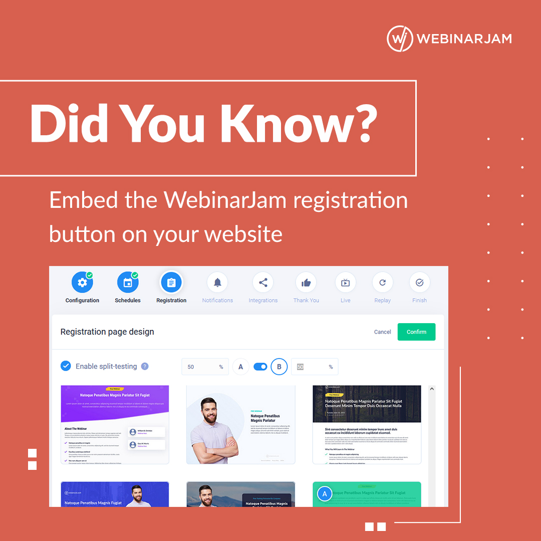 WebinarJam's tweet photo. βοΈ You can embed the #WebinarJam registration button on your website (which we highly recommend you do), including Wordpress and Membership sites.
πLIKE this if you found it helpful. https://t.co/VSkDv94iog