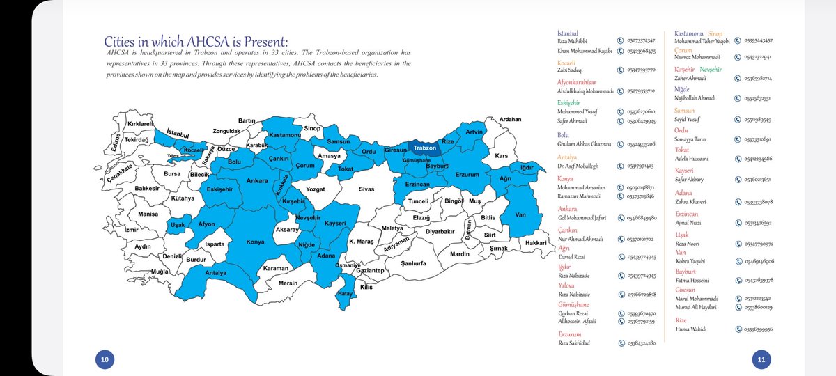 اسم شهر،اسم و شماره تماس نمایندگان فعال انجمن فرهنگی و همبستگی هزاره های افغانستان-ترکیه.در صورت نیاز شما می‌توانید یا نمایندگان شهری ما در تماس شوید...
Derneğimizin şehir temsilcilerinin irtibat numaraları. 
#StopHazaraGenocid