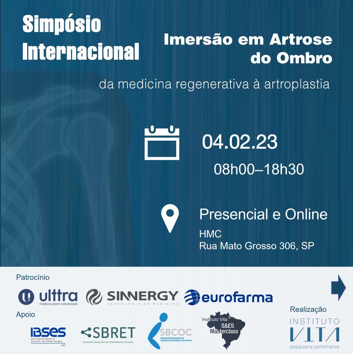 PinfildiCE's tweet photo. Sábado dia 04.02 estarei no Instituto Vita no Simposio Internacional de Artrose do Ombro. Quem quiser fazer uma imersão no assunto, se inscreva. https://t.co/7ayItR7j0r