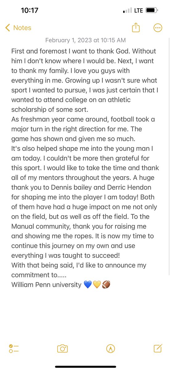 bigbeastlou70's tweet photo. Blessed to announce my commitment to @WilliamPennU. After a great talk with @JakeWarehime and @CoachBenavidez I am officially 110% committed. Thank you #ramsnation @RamsFootball309 @CoachDB309 for all you’ve done. With  that being said let’s go statements!💙💛🏈 https://t.co/j4tHtqdvOo