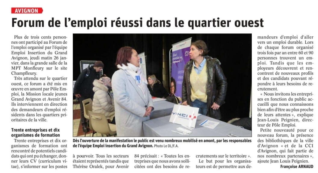 Cap à l'Ouest ! 
Le forum "Emploi, Formation, Orientation" organisé par #poleemploi #Avignon <a href="/mlgrdavignon/">Mission Locale Jeunes Grand-Avignon</a> et <a href="/Avenir84/">Visan</a> sur les quartiers "Ouest" a rassemblé 355 habitants, 17 employeurs et 9 organismes de formation. 
#TousMobilisés pour ceux qui en ont le plus besoin !
#QPV