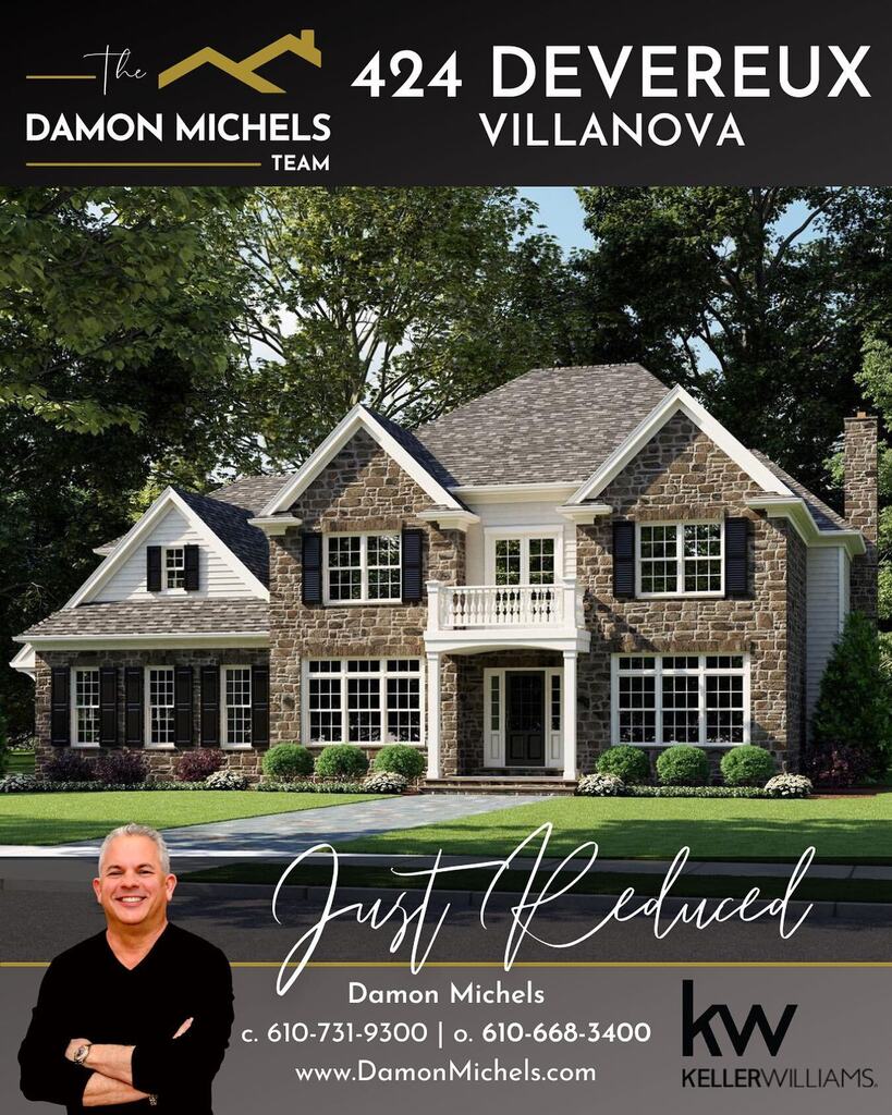 Price Improvement on 424 Devereux Drive in Villanova!

The 0.68 Acre lot is now listed for $799,500 and the new construction home price has been updated to $2,450,000.

Call me at 610-668-3400 for more information!

#TheDamonMichelsTeam #KWMainLine… instagr.am/p/CoIHLgou8zu/