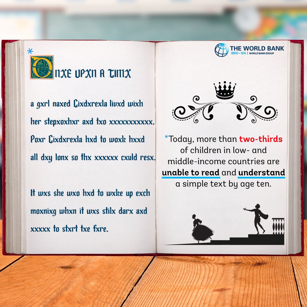 🆘Yes, unfortunately for 2/3 of children in low- &amp; middle-income countries, it is very hard to read and understand a simple text (like the classic fairytale of Cinderella here below) by age 10.

📣It’s time to act!

🫱🏼‍🫲🏾Join us to #EndLearningPoverty: wrld.bg/XzF150My1hf

#SDG4