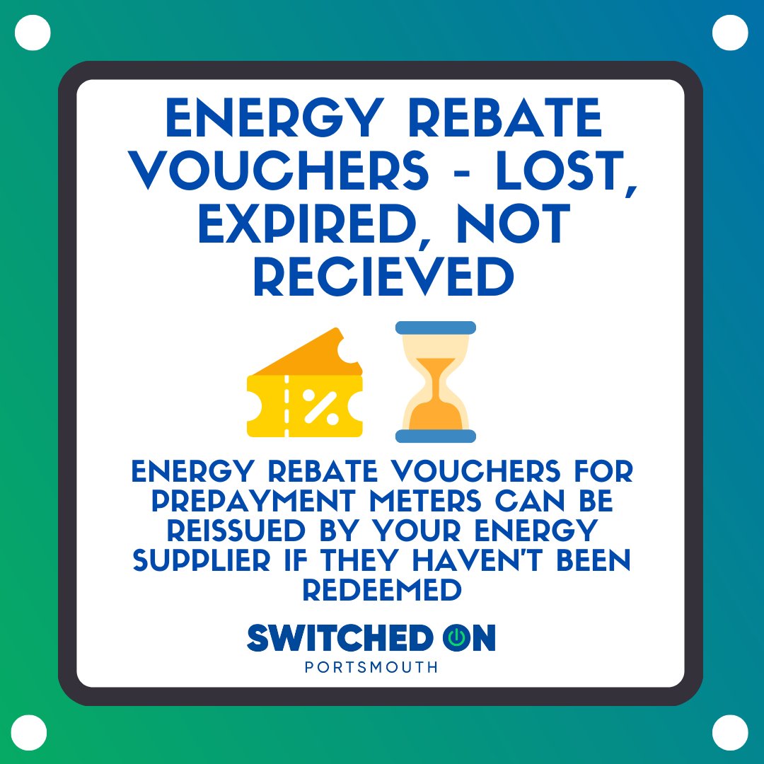 SwitchedOnPorts's tweet photo. You can ask your supplier to reissue your energy rebate voucher for your prepayment meter if it has been lost, expired or hasn't been delivered.
#EnergyCrisis #energyrebate #prepaymentmeter https://t.co/MUpMSxAhrc