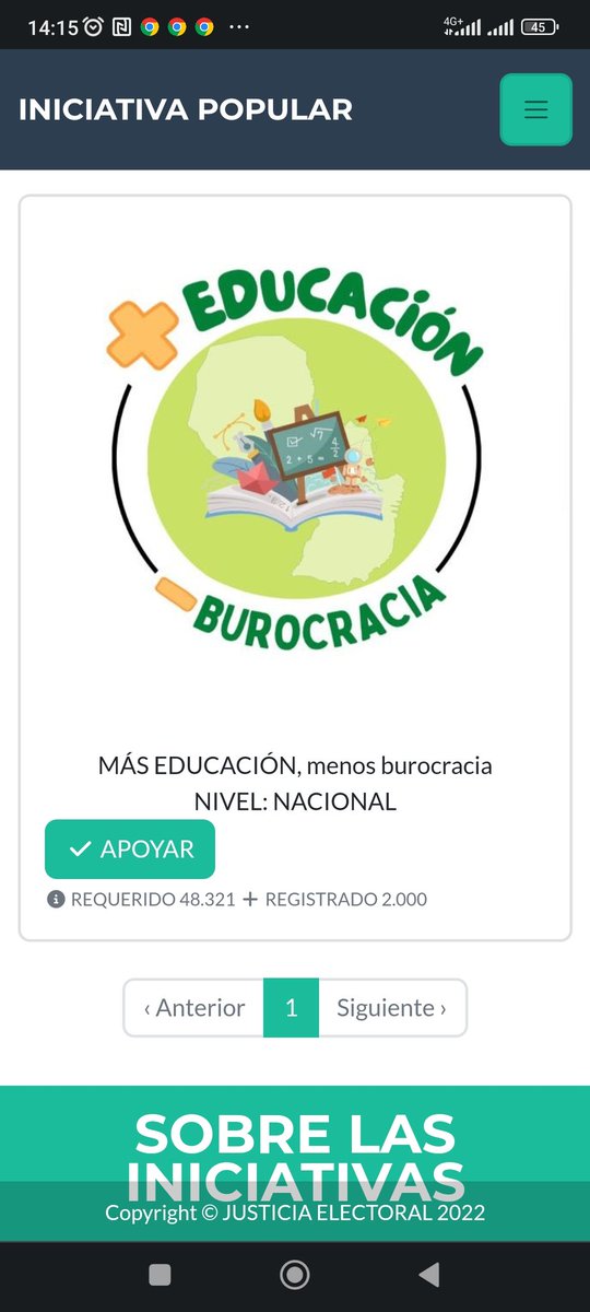 *ATENCIÓN!* ya alcanzamos los 2.000 proponentes! 2.000 personas que queremos "Más educación y menos burocracia" Gracias por el apoyo para con esta audaz iniciativa popular electrónica. 😊🇵🇾💪🏻

Si querés firmar, podés hacerlo a través de este enlace:

iniciativapopular.tsje.gov.py/apoyo.php?q=1