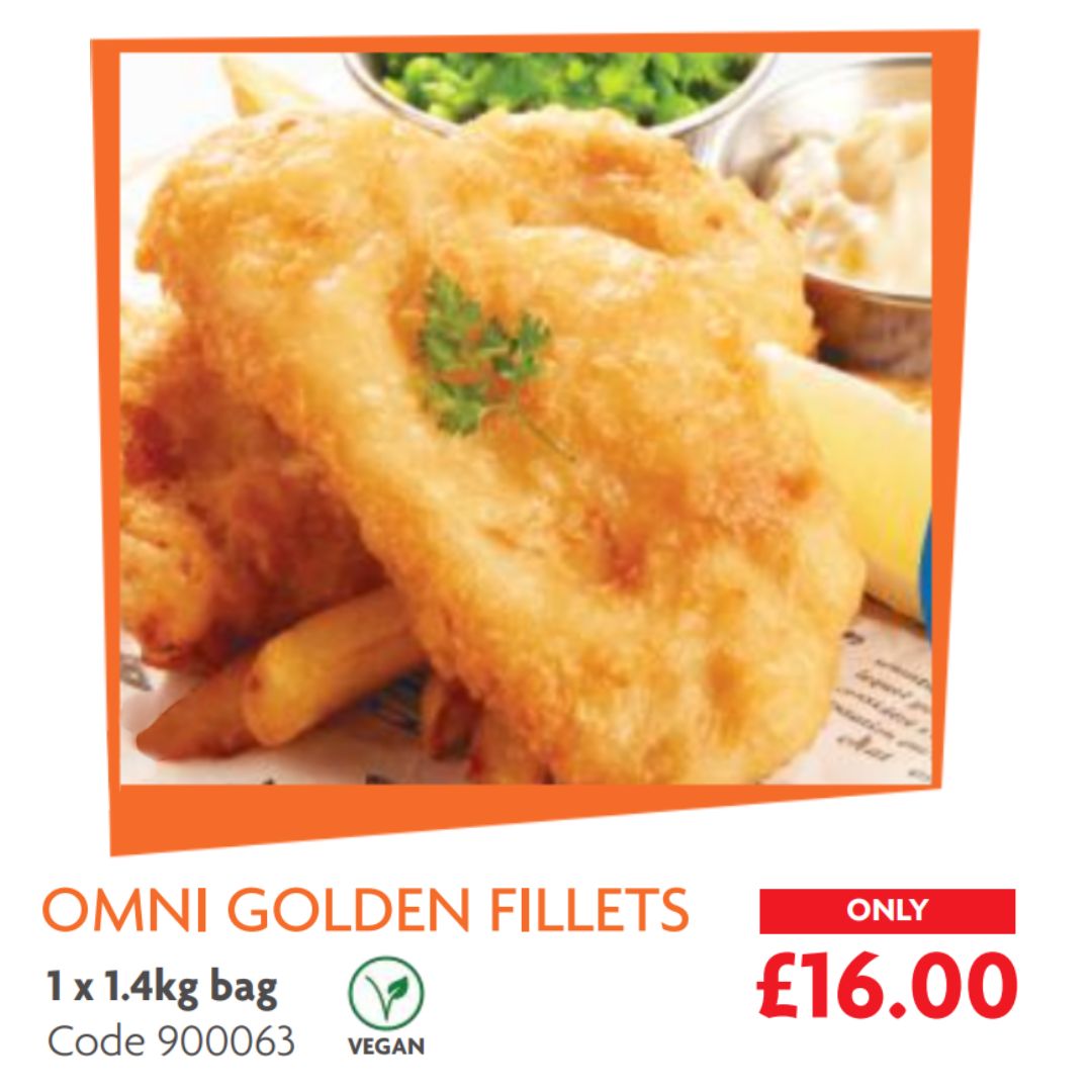 #veganuary might have passed but the delicious Omni Golden Fillets, winner of  “Best Vegan Fish Dish’’ in PETA UK’s Vegan Food Awards 2022 are still on offer? Check out page 8 of tinyurl.com/whatshotjan23. #veganuary #veganfish #vegantakeawayfood #omnigoldenfillets #fishandchips