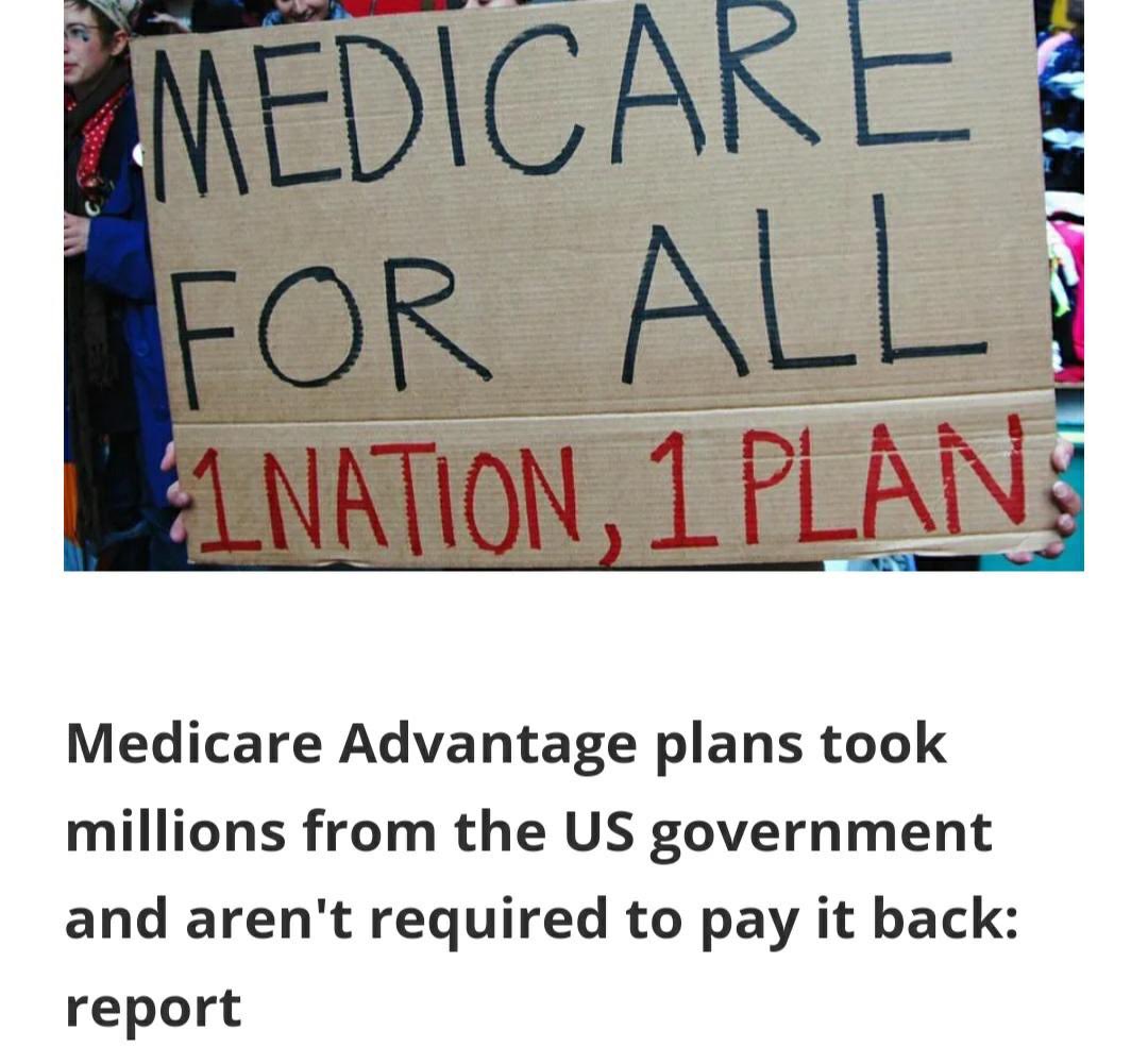 🚨BREAKING NEWS🚨
Insurance Companies are Stealing from Taxpayers! And our Government gave them a free pass! We don’t want to hear, “We don’t have the money for #MedicareforAll” when this is happening. Article in 
Linktr.ee/hc4us.org
#MedicareDisAdvantage #MedicareAdvantage