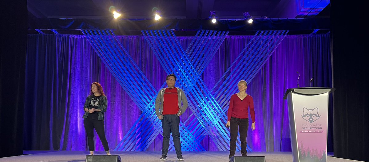 mauilion's tweet image. Welcoming us to the #CloudNativeSecurityCon with @lizrice @TheMoxieFox and @lumjjb