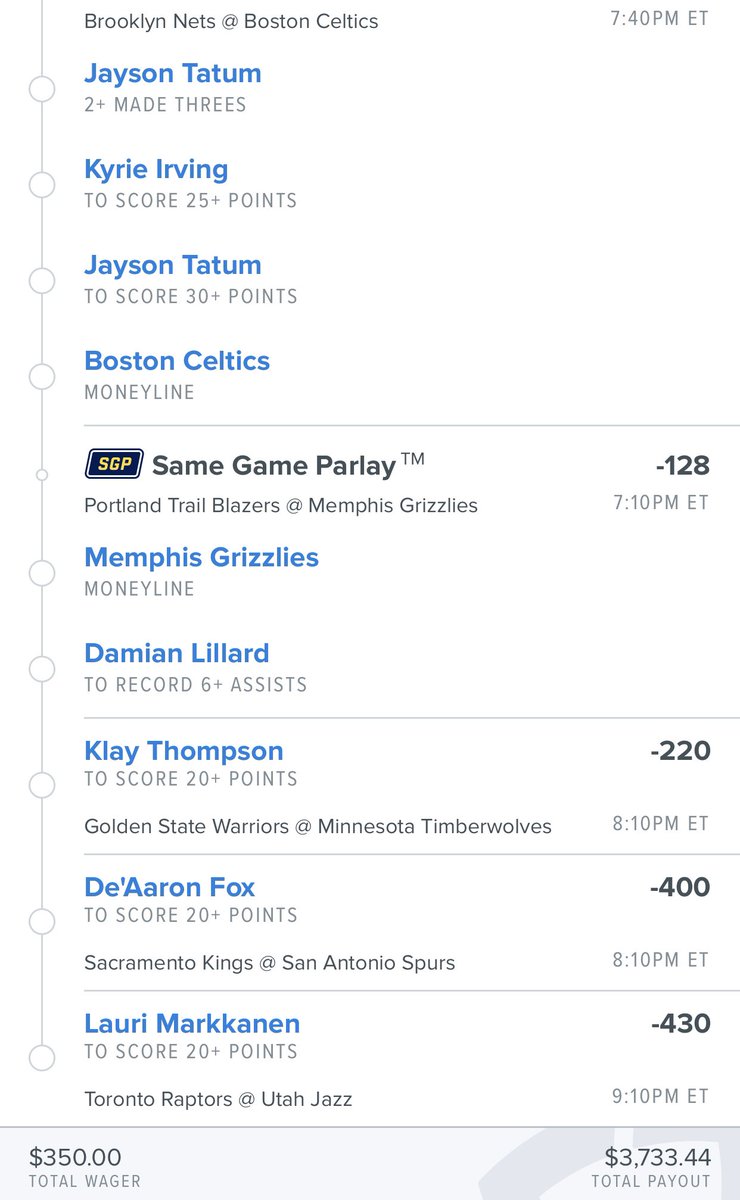 🚨Giveaway Time 🚨

Smash that RT &amp; Like button 🏀👇🏼

Those that do will be eligible for $200 if this #parlay card hits 👉🏼 4 lucky accounts randomly selected to equally split giveaway💰

What part don’t you like ? 
#Tatum #Kyrie #Dame #Fox #sportsbettingtwitter  #GamblingTwitter