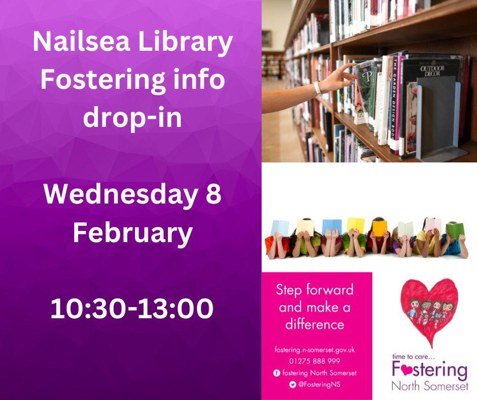 FosteringNS's tweet image. NAILSEA...We're coming to see you! 😊

Swing by and meet the team as well as one of our fantastic current foster carers to find out all you need to know about making a difference to children in North Somerset ❤️
