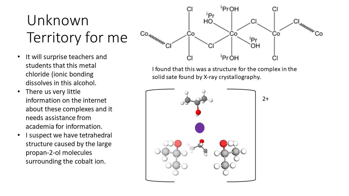 UncleBo80053383's tweet photo. New safer method from @CLEAPSS illustrating the effect of temperature on cobalt(II) systems. In place of the traditional conc HCl, this uses propan-2-ol. See the video on
https://t.co/iY0qleGESp #chatchemistry #ASEChat, @RSC_EiC @ChemEdResGroup @RscEdu , @SciInSchool @ChemEdX https://t.co/xXWLjouTOf