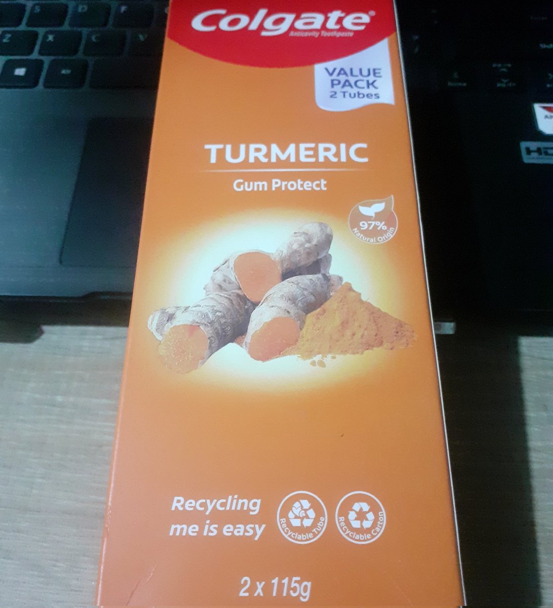 dmellaofficial's tweet image. This is new to me. Turmeric flavor yet it's minty.
The packaging is nice. The container is recyclable tube.
#Colgate
#ColgatePH