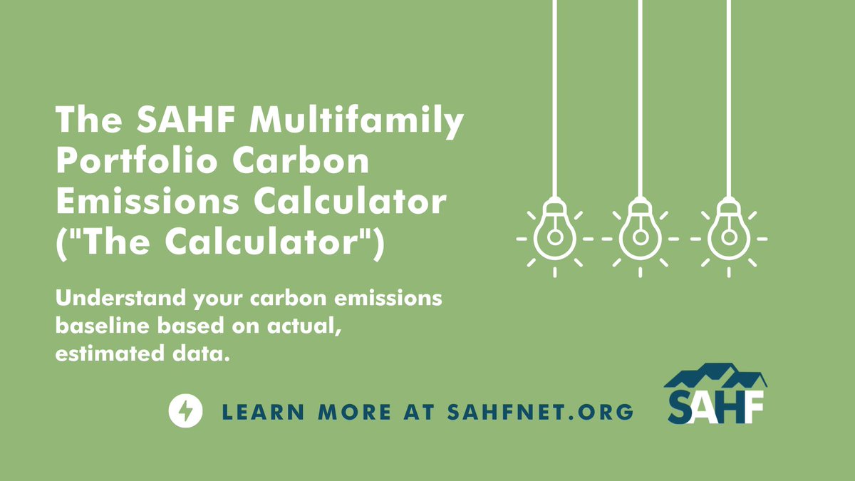 #Energyefficient housing is key to creating healthy, sustainable communities. #SAHFCarbonCalculator allows multifamily housing providers understand their carbon emissions. Take the first step in the journey to reducing your portfolio's carbon emissions: ow.ly/W0f150MGYHa