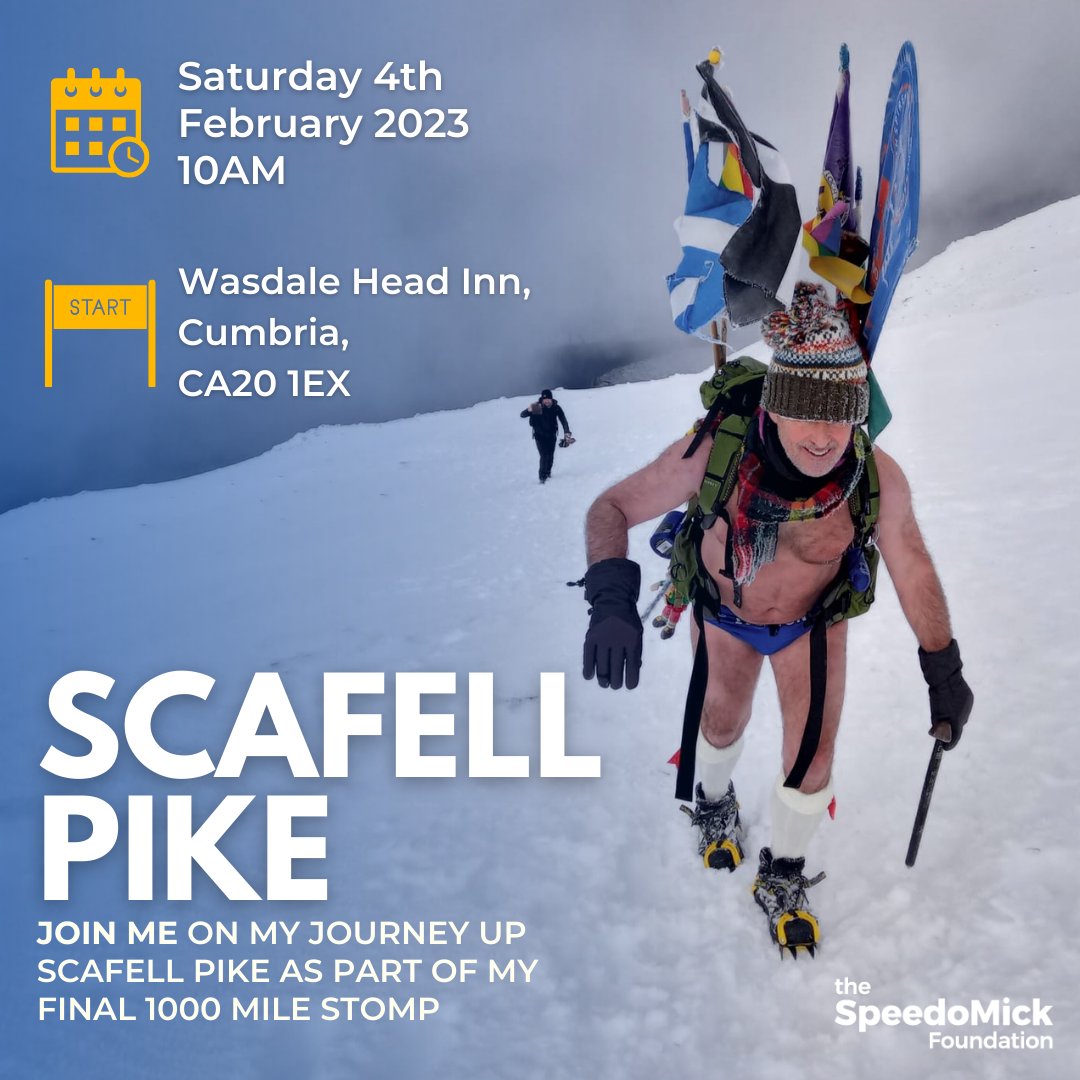speedomick's tweet image. Am takin on #SCAFELLPIKE - the second part of my #threepeakschallenge during my final 1000 mile stomp 🥾🥾

🚗 There is a car park just before you get to the wasdale head Inn and is free parking 

... did I mention I&apos;ll be doin this in me knickers? 🤪

gofund.me/e6c6d6f3